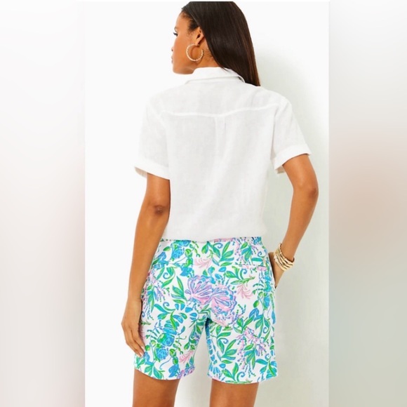 Lilly Pulitzer Aldora Linen Shorts Floral Print NWT Size 0 - Picture 2 of 10